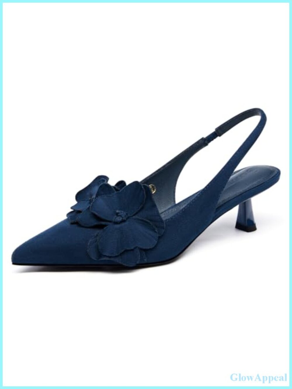 Women's Slingback Kitten Heel Pumps Closed Pointed Toe Floral Wedding Party